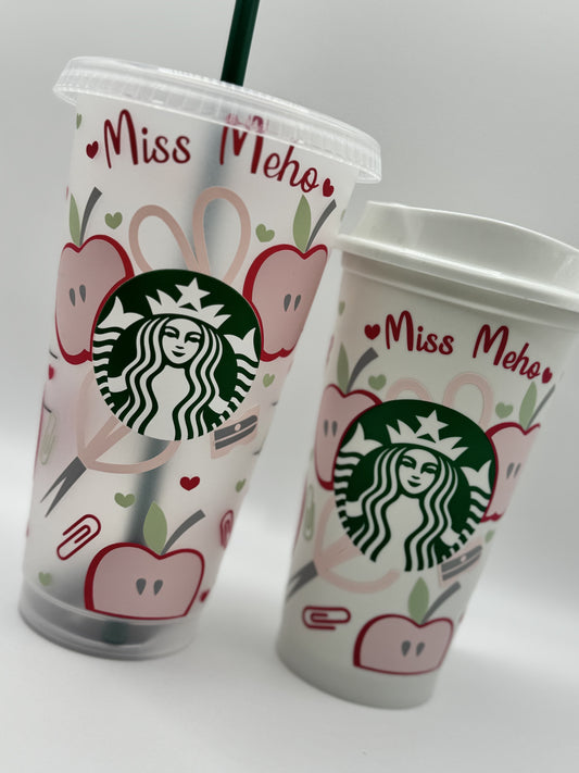 Personalised Starbucks Pink Teacher